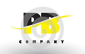 PB P B Black and Yellow Letter Logo with Swoosh. photo