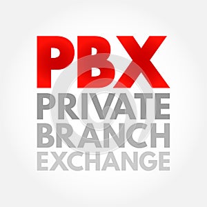 PBX Private Branch eXchange - term for a telephone system or an interphone network, acronym text concept background photo