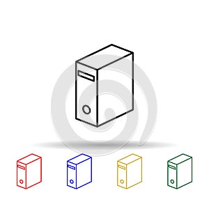 PC case multi color style icon. Simple thin line, outline vector of computer parts icons for ui and ux, website or mobile