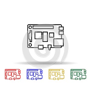 PC Chip multi color style icon. Simple thin line, outline vector of computer parts icons for ui and ux, website or mobile