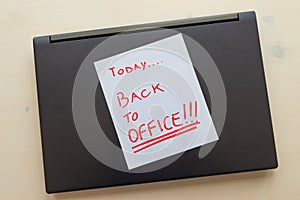 Pc closed with `Today ... back to office`.