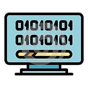 Pc code interface icon color outline vector
