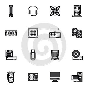 PC components vector icons set