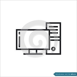 PC computer desktop icon vector template