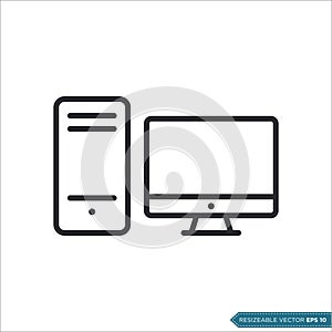 PC computer desktop icon vector template