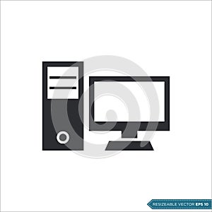 PC computer desktop icon vector template