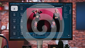 PC display with AI GPT generating photographs, close up handheld camera shot photo