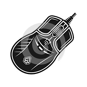 PC gaming mouse vector monochrome object