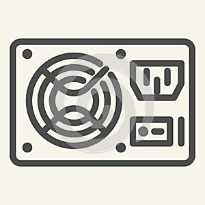 PC hardware element line icon. Uninterruptible power supply vector illustration isolated on white. Voltage outline style