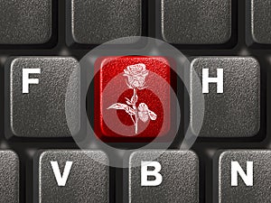 PC keyboard with flower key