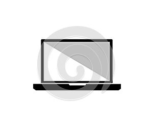 Pc laptop computer icon black shiny shining brigh transparent screen white background