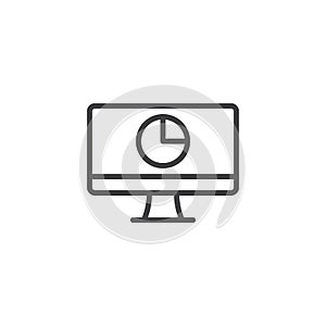 PC monitor display and clock outline icon