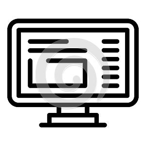 Pc monitor icon outline vector. Computer screen