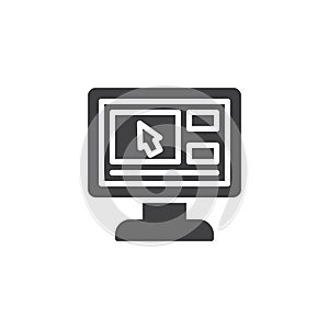 PC monitor with media player vector icon