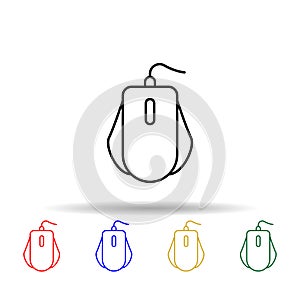 PC mouse multi color style icon. Simple thin line, outline vector of computer parts icons for ui and ux, website or mobile