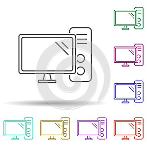 Pc multi color icon. Simple thin line, outline vector of security icons for ui and ux, website or mobile application