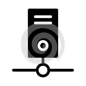 PC network vector glyph flat icon