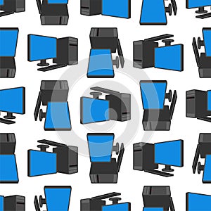 PC pattern seamless. Computer ornament. data processor background. Vector