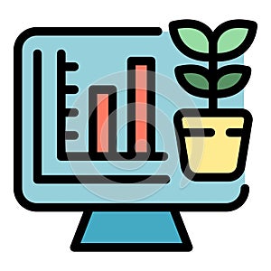 Pc plant control icon vector flat