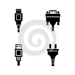 PC Plug, Connector. Simple Related Vector Icons