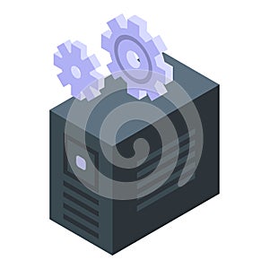 Pc software icon isometric vector. Computer maintenance