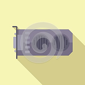 Pc video card icon flat vector. Computer gpu
