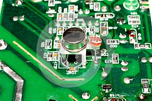 PCB circuitry with photo diode resistors, microchips, electronic components