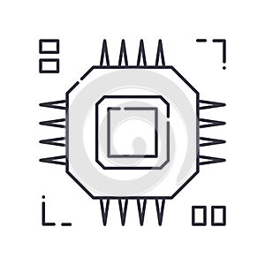 Pcb icon, linear isolated illustration, thin line vector, web design sign, outline concept symbol with editable stroke