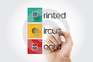 PCB - Printed Circuit Board acronym with marker, technology concept background