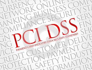 PCI DSS - Payment Card Industry Data Security Standard acronym word cloud, IT Security concept background