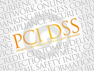 PCI DSS - Payment Card Industry Data Security Standard acronym word cloud, IT Security concept background