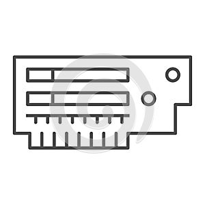 PCI express board thin line icon, electronics concept, Perepheral Component Interconnect vector sign on white background