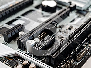 Pci-express x16 x4 connectors on the motherboard, connecting devices, graphics accelerators, fast SSD data drives