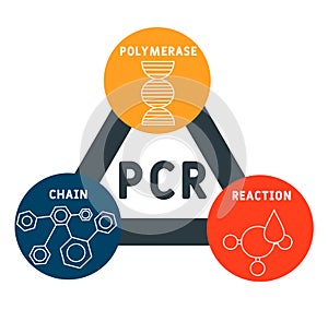 PCR -  Polymerase Chain Reaction acronym, medical concept background.