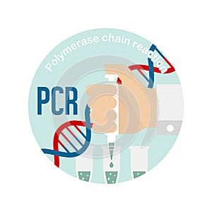 PCR Polymerase chain reaction test circle banner illustration / Novel coronavirus