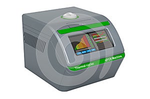 PCR thermal cycler closeup, 3D rendering
