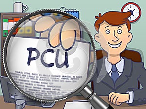 PCU through Magnifying Glass. Doodle Design.