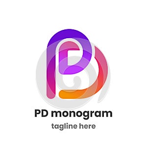 PD monogram logo design template. Abstract letter P and letter D. Modern vector emblem.