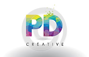 PD P D Colorful Letter Origami Triangles Design Vector.