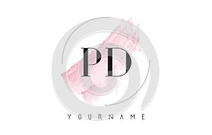 PD P D Watercolor Letter Logo Design with Circular Brush Pattern