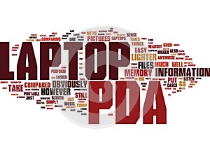 The Pda Compared To A Laptop Text Background Word Cloud Concept