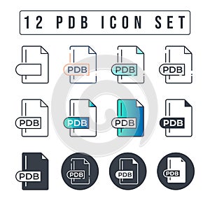 PDB File Format Icon Set. 12 PDB icon set