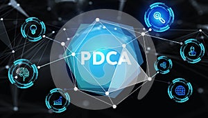 PDCA Plan Do Act Check Business technology concept. Technology, Internet and network concept