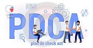 PDCA Plan Do Check Act Business action strategy goal success concept