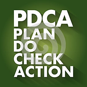PDCA - Plan Do Check Action acronym, business concept background