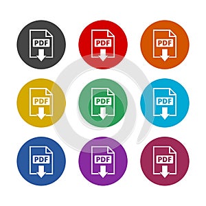 PDF color icon set isolated on white background