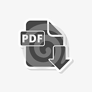 PDF digital document file format flat sticker, Vector pdf download symbol, simple icon