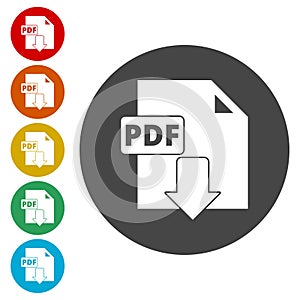 PDF digital document file format flat vector icon, Vector pdf download symbol