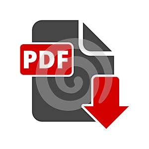 PDF digital document file format flat vector icon, Vector pdf download symbol