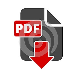 PDF digital document file format flat vector icon, Vector pdf download symbol